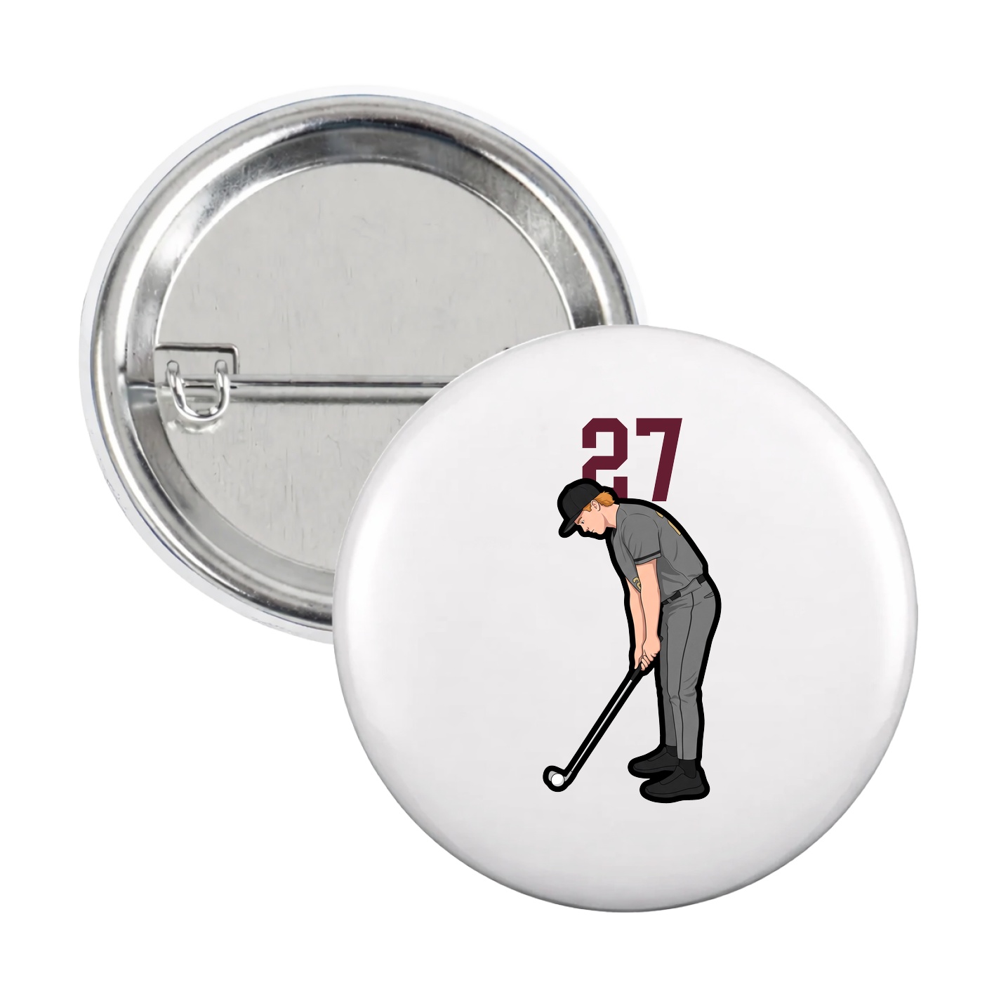Game Day Button — Number Top in White