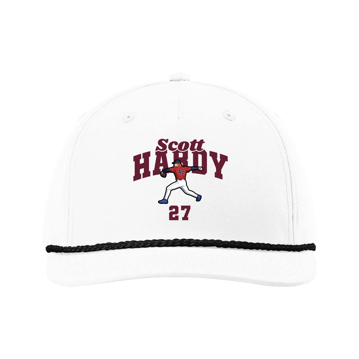 Five-Panel Classic Rope Cap — Signature Arch in White