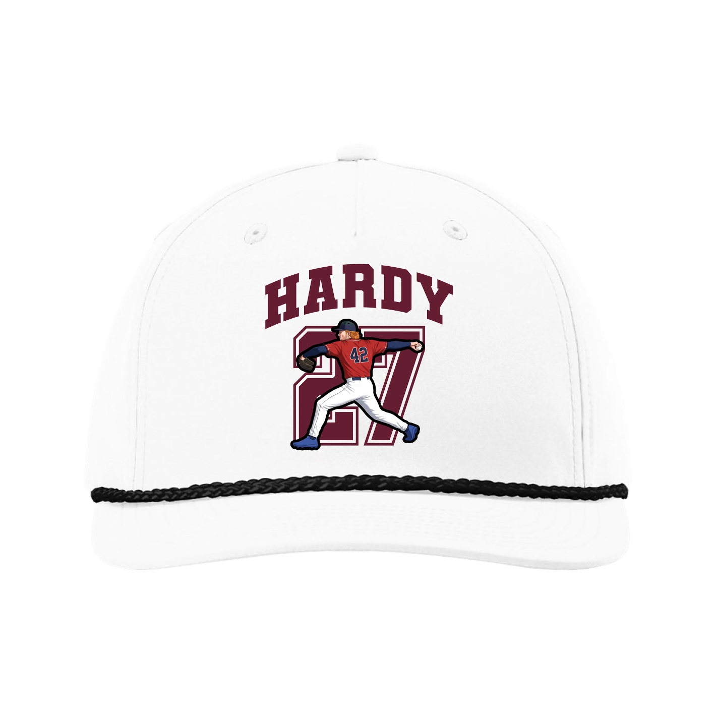 Five-Panel Classic Rope Cap — Number in White
