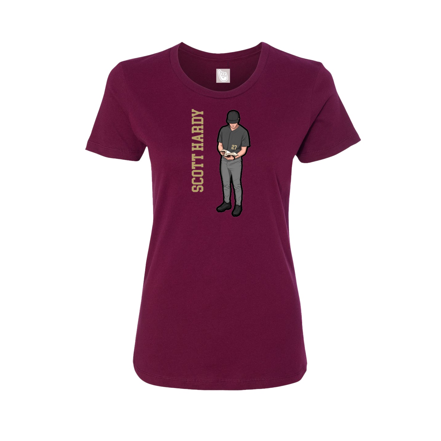Fitted Women's Tee — Name Vertical in Maroon