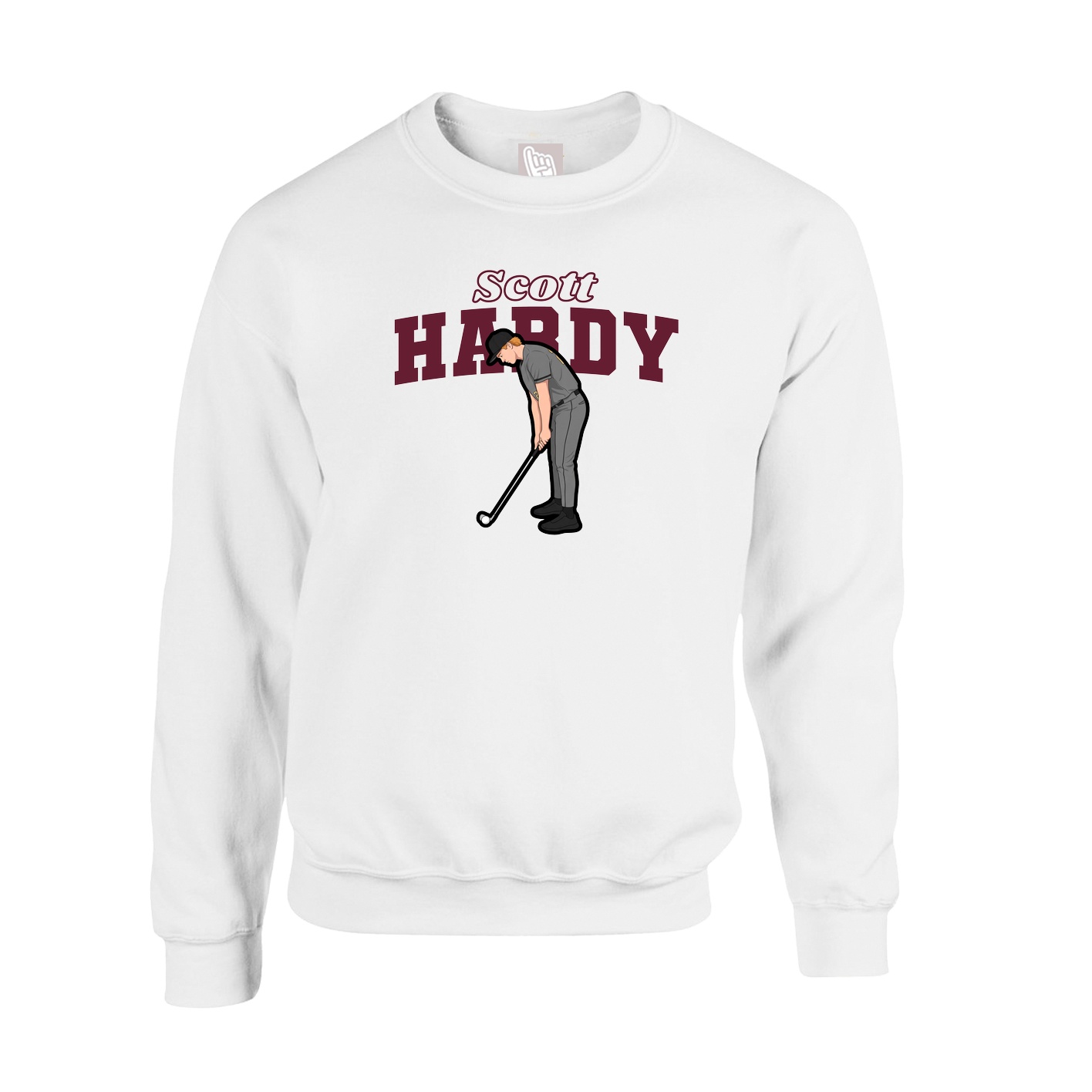 Fleece Crew — Name Arch in White