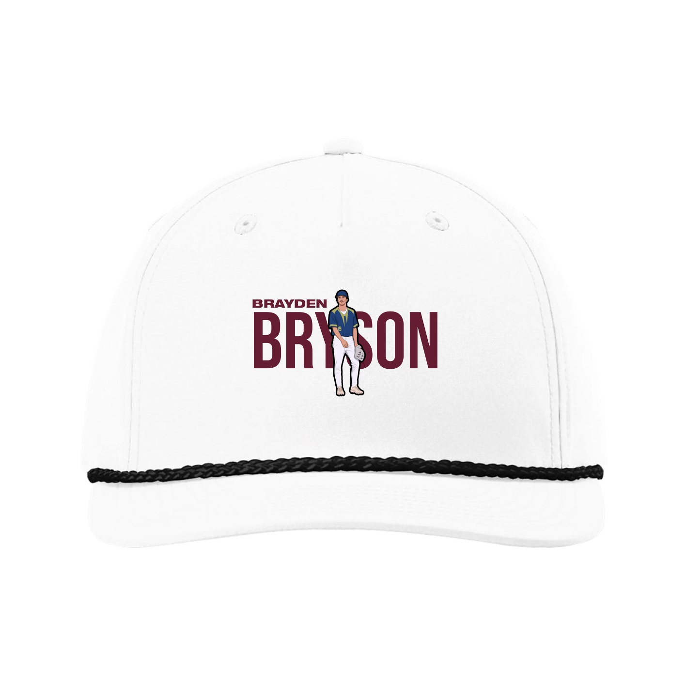 Five-Panel Classic Rope Cap — Player Name in White
