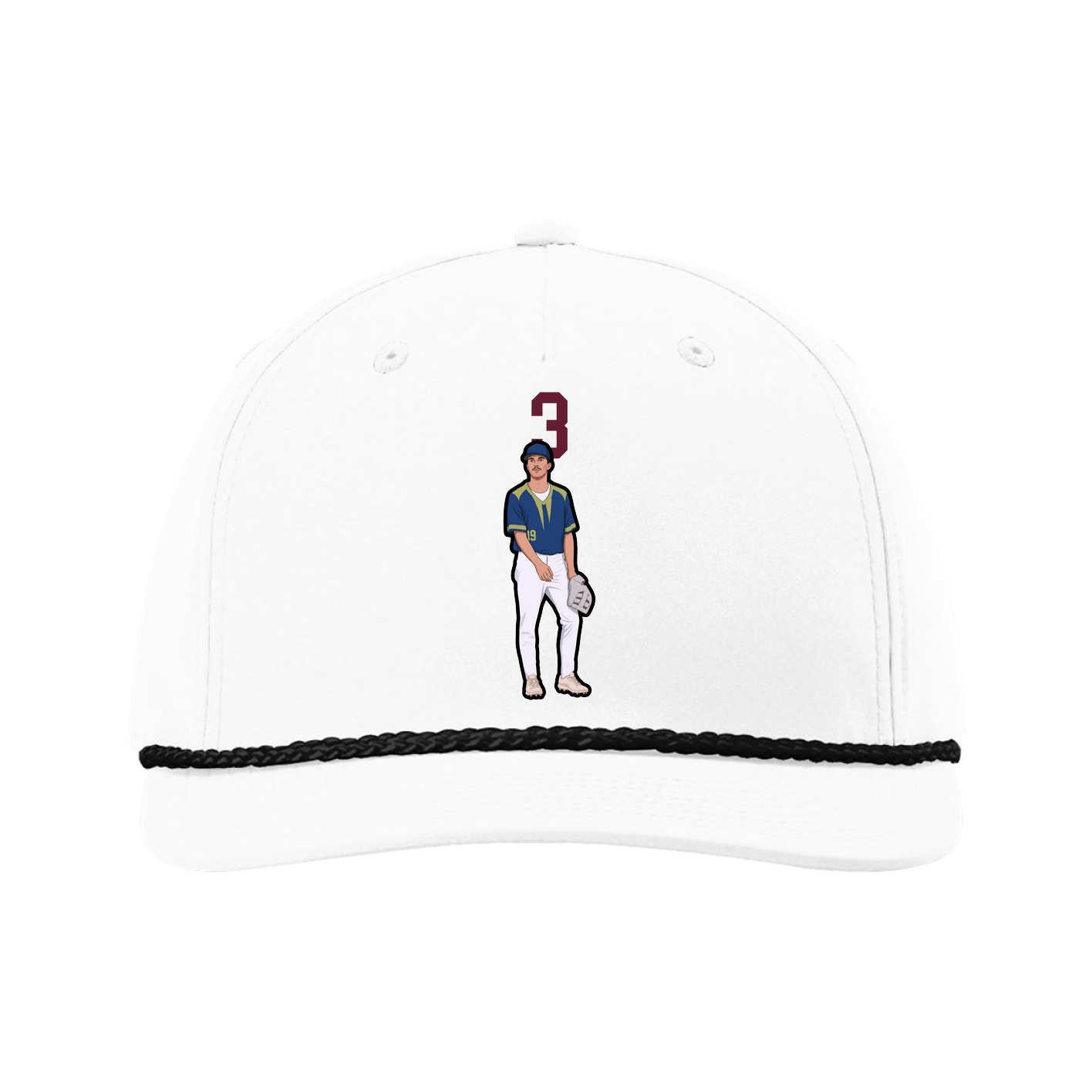 Five-Panel Classic Rope Cap — Number Top in White