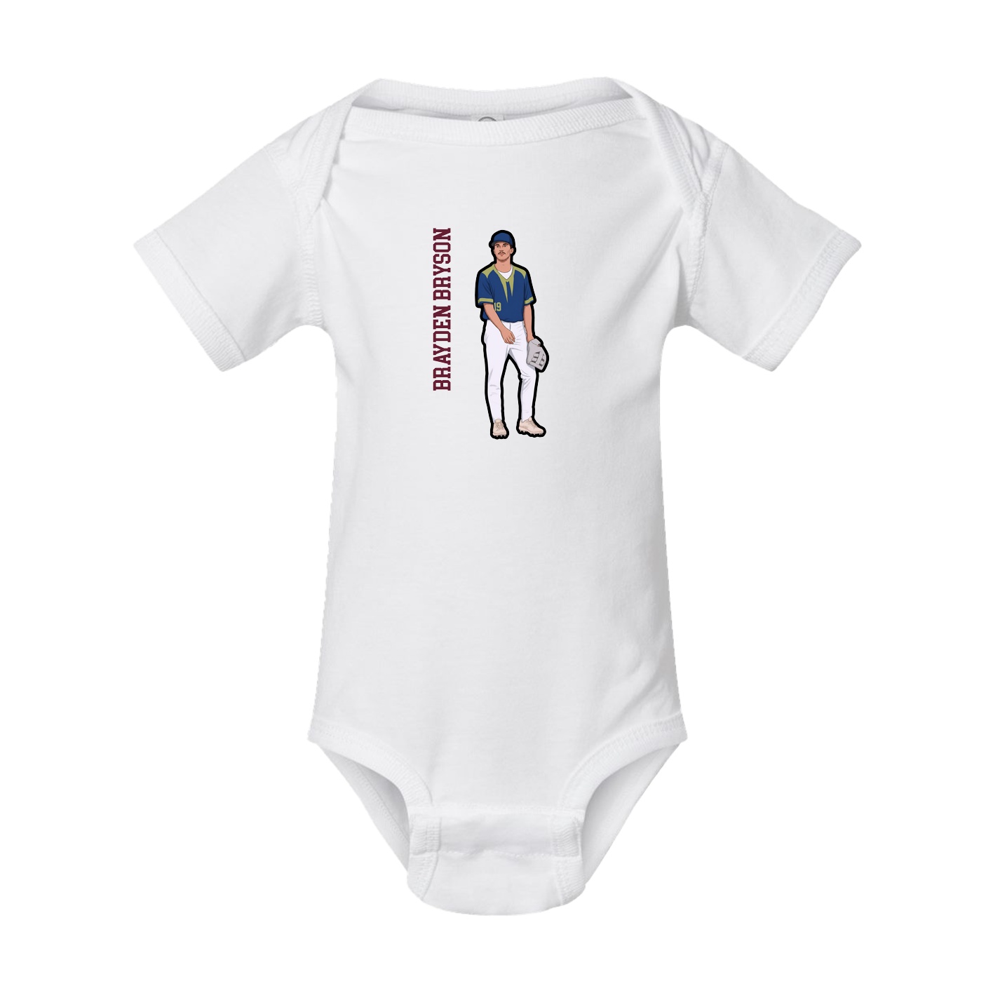 Baby Onesie — Name Vertical in White