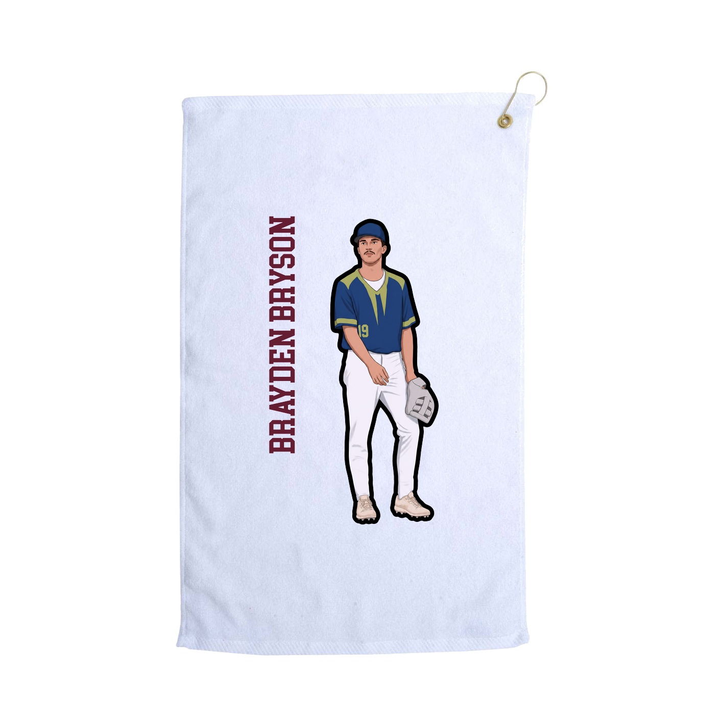 Golf Towel — Name Vertical in White