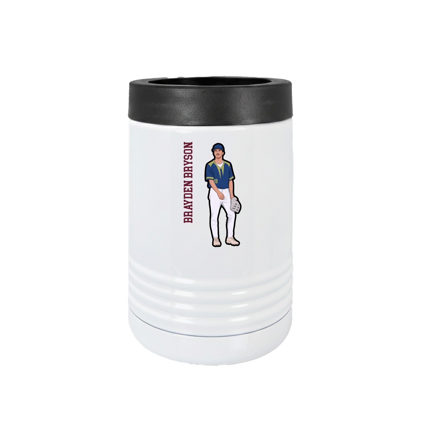 Beverage Holder — Name Vertical in White