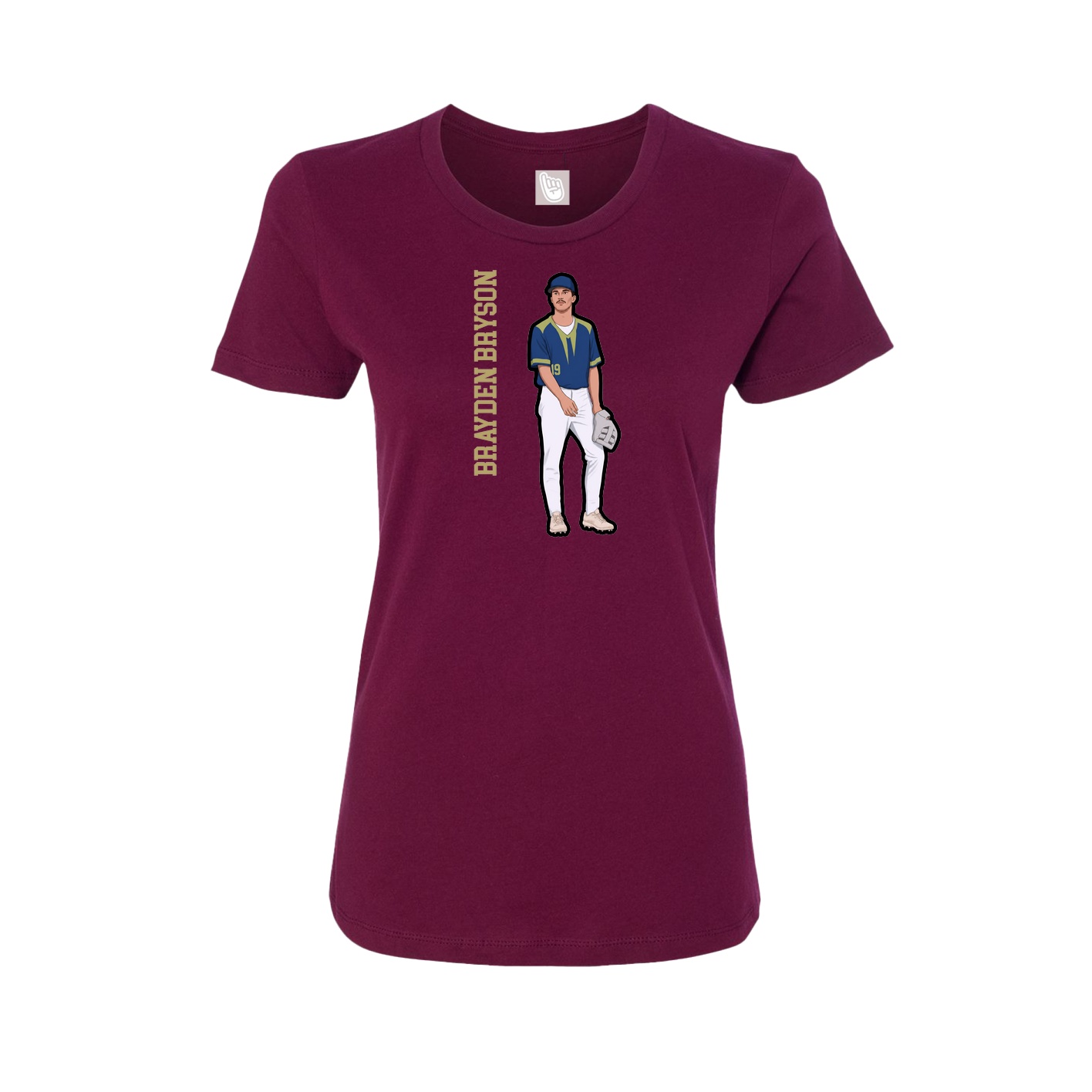 Fitted Women's Tee — Name Vertical in Maroon