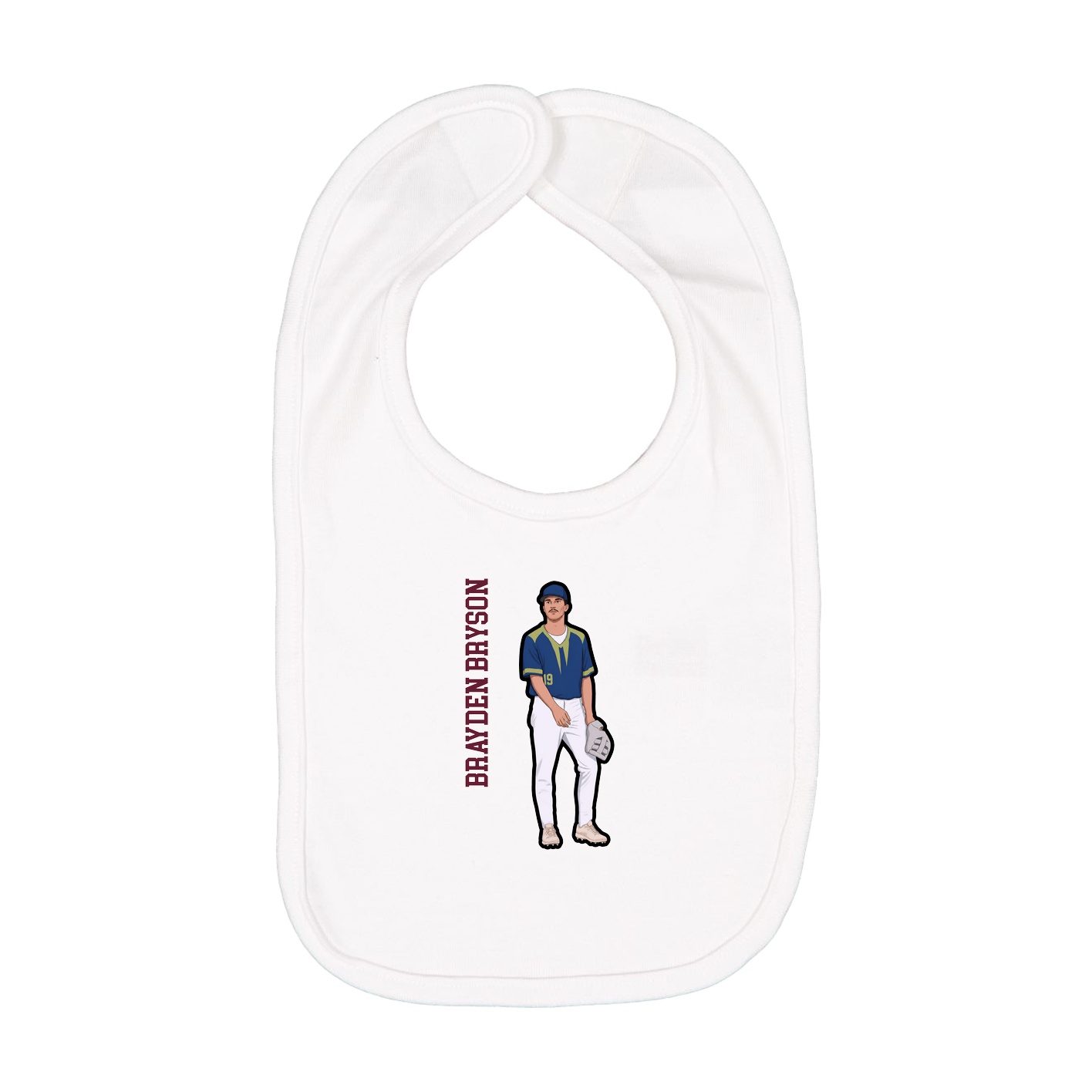 Infant Bib — Name Vertical in White