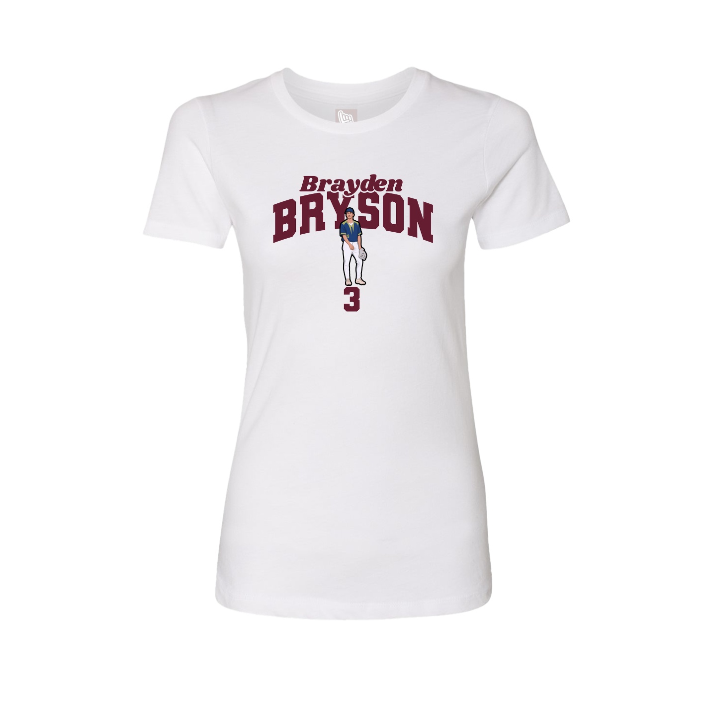 Fitted Women's Tee — Signature Arch in White