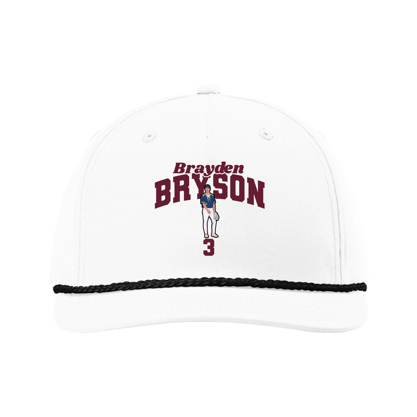 Five-Panel Classic Rope Cap — Signature Arch in White