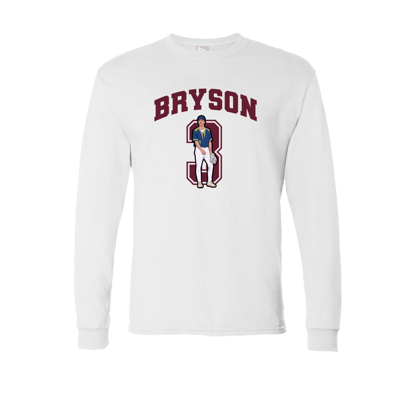Long Sleeve Tee — Number in White