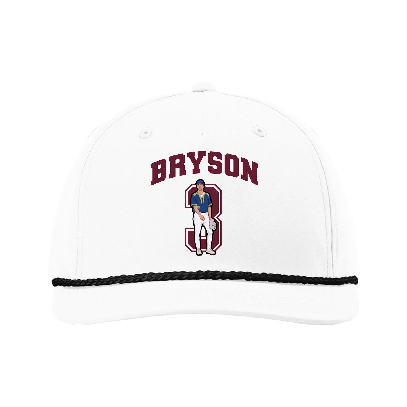 Five-Panel Classic Rope Cap — Number in White