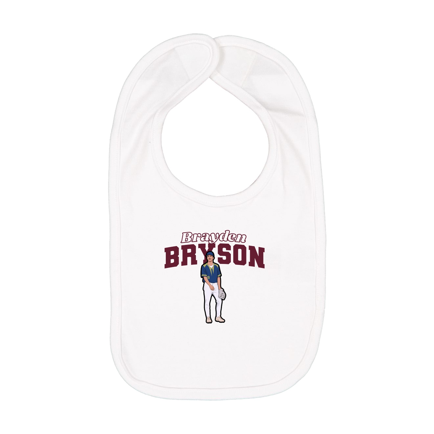 Infant Bib — Name Arch in White