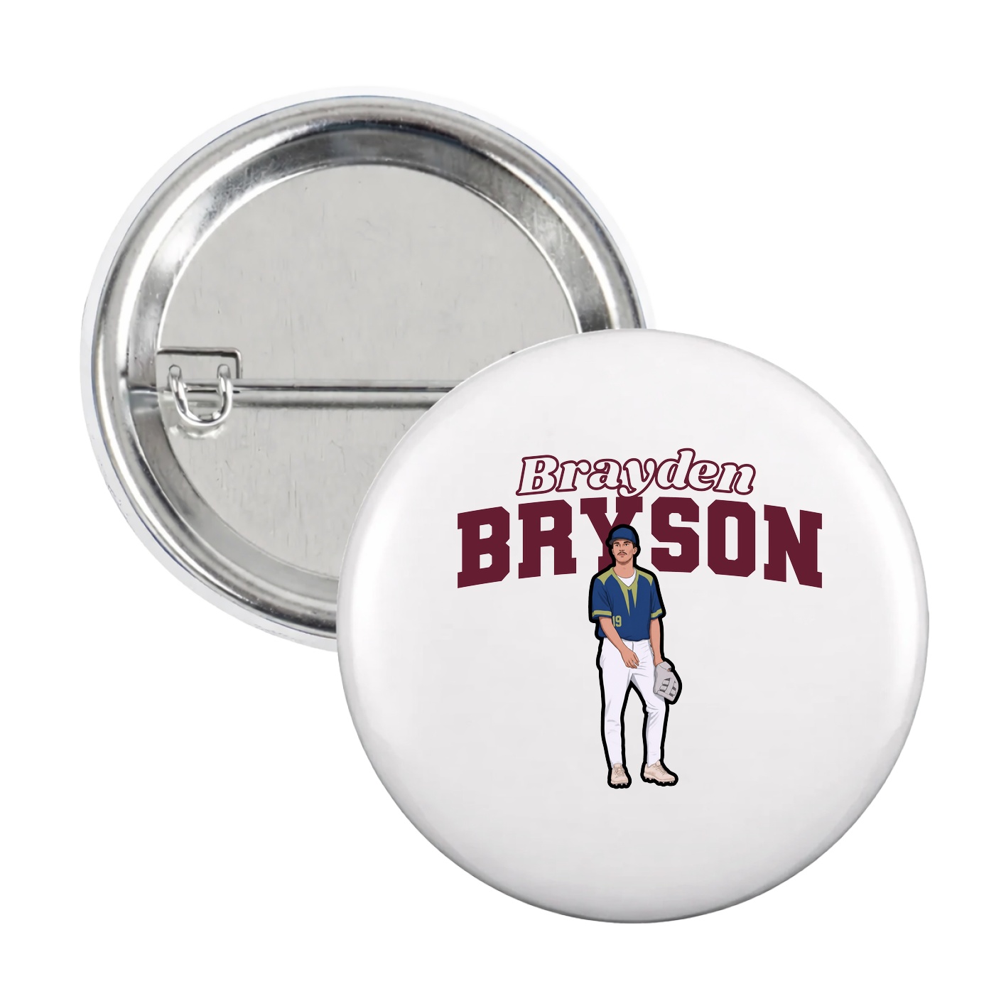 Game Day Button — Name Arch in White