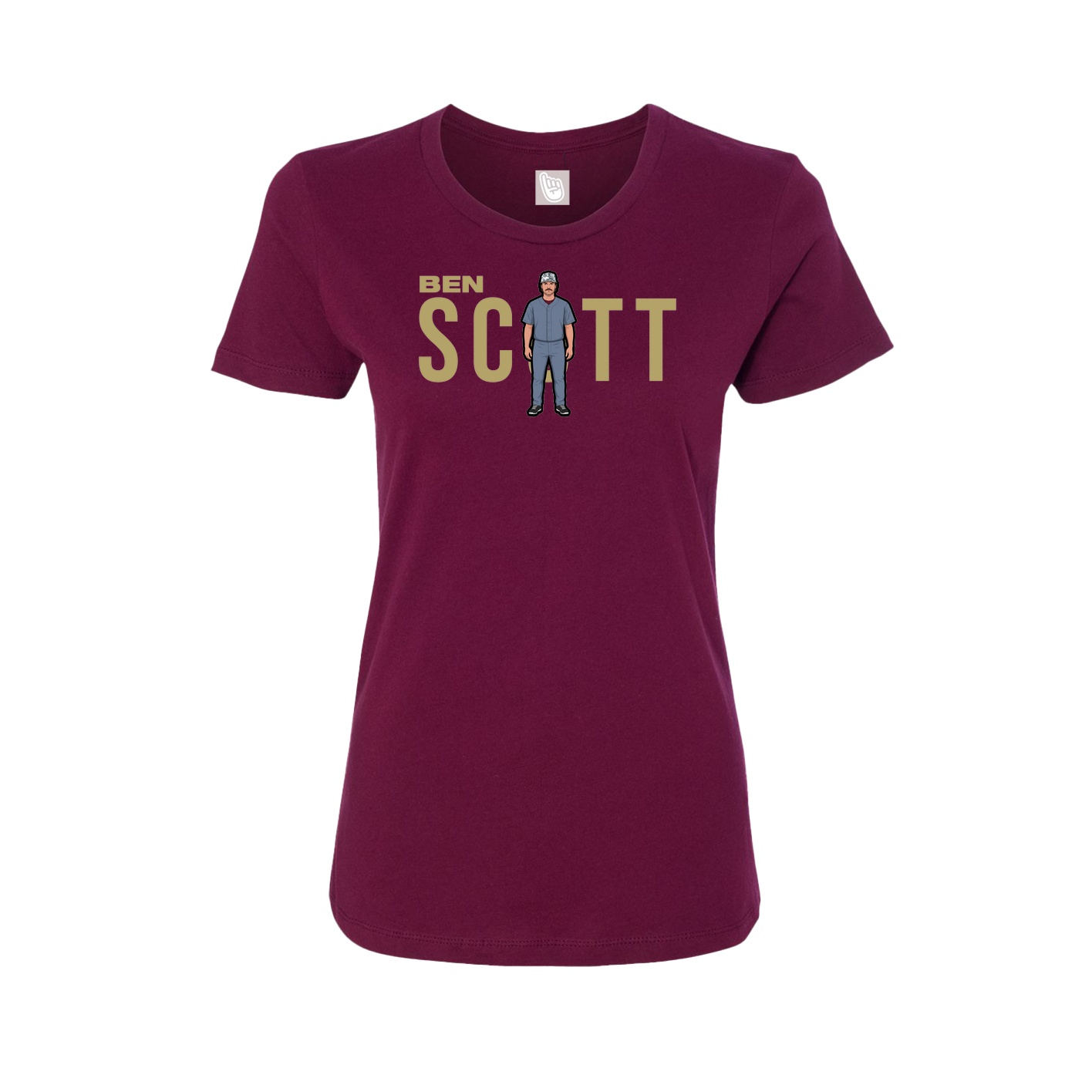 Fitted Women's Tee — Player Name in Maroon