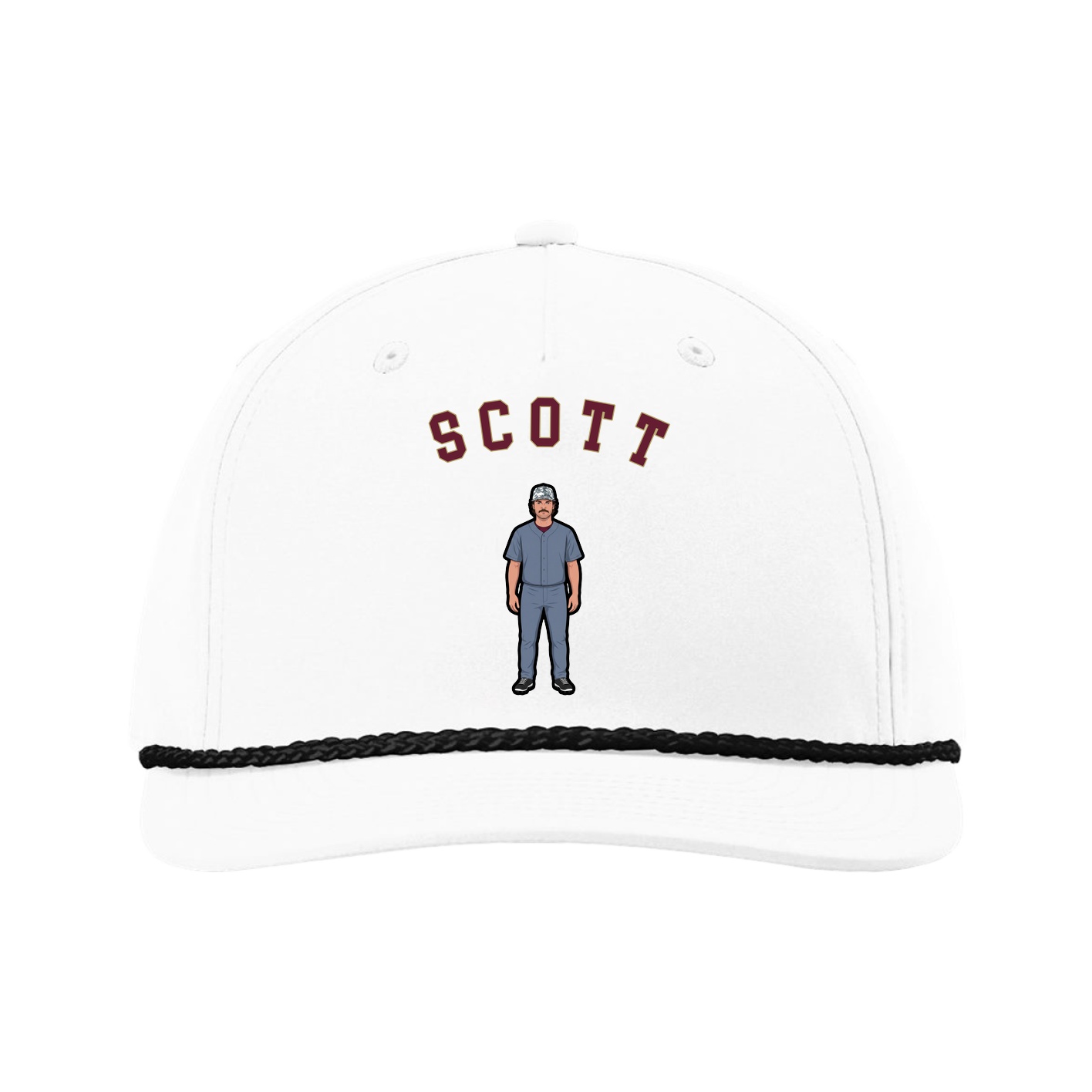 Five-Panel Classic Rope Cap — Shirsey Arch in White