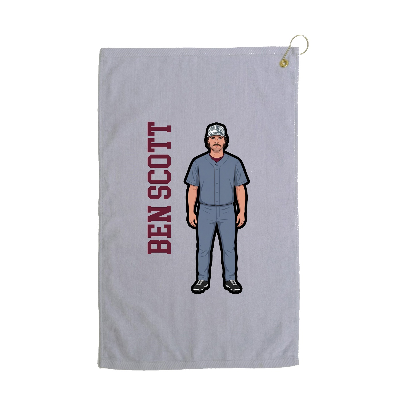 Golf Towel — Name Vertical in Grey