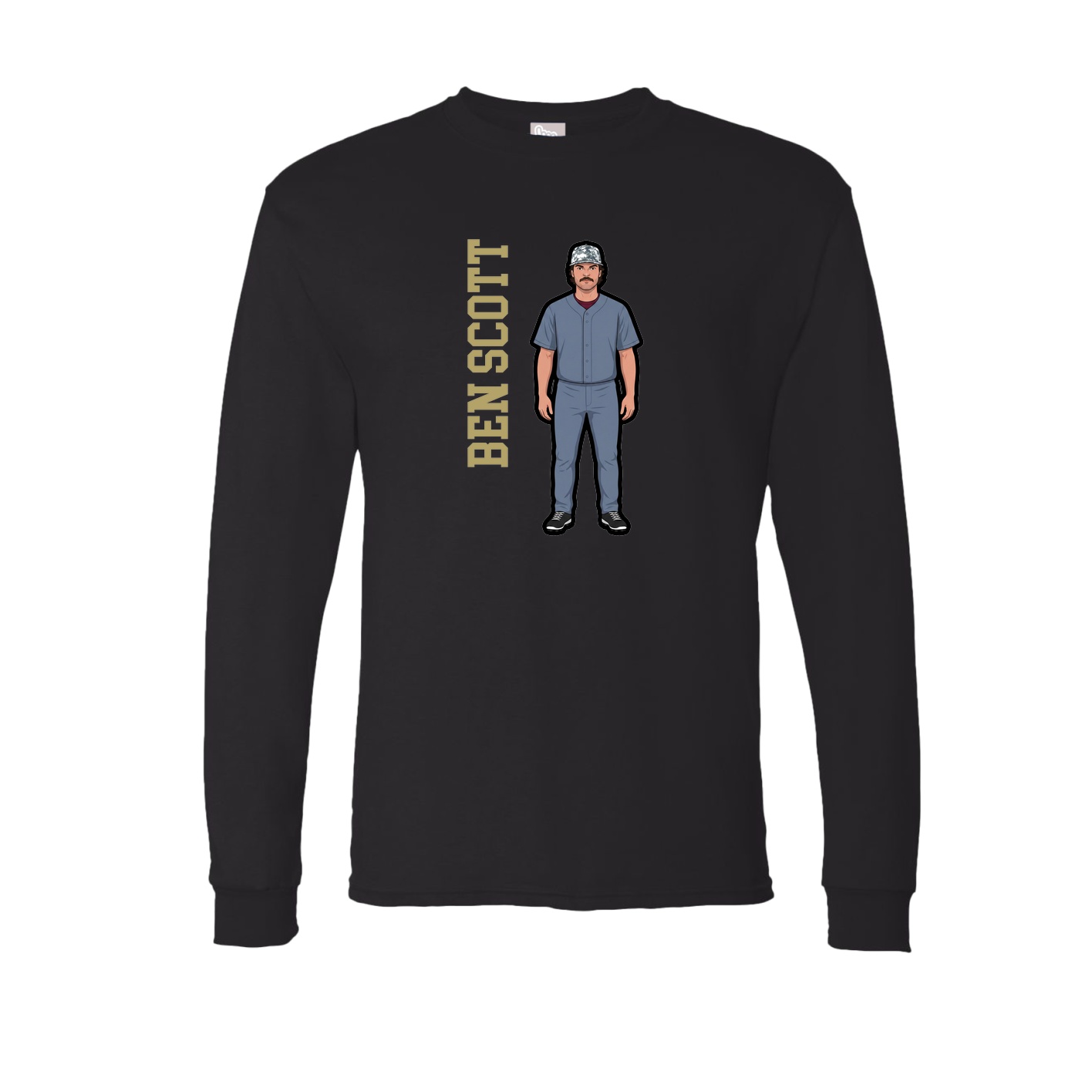 Long Sleeve Tee — Name Vertical in Black