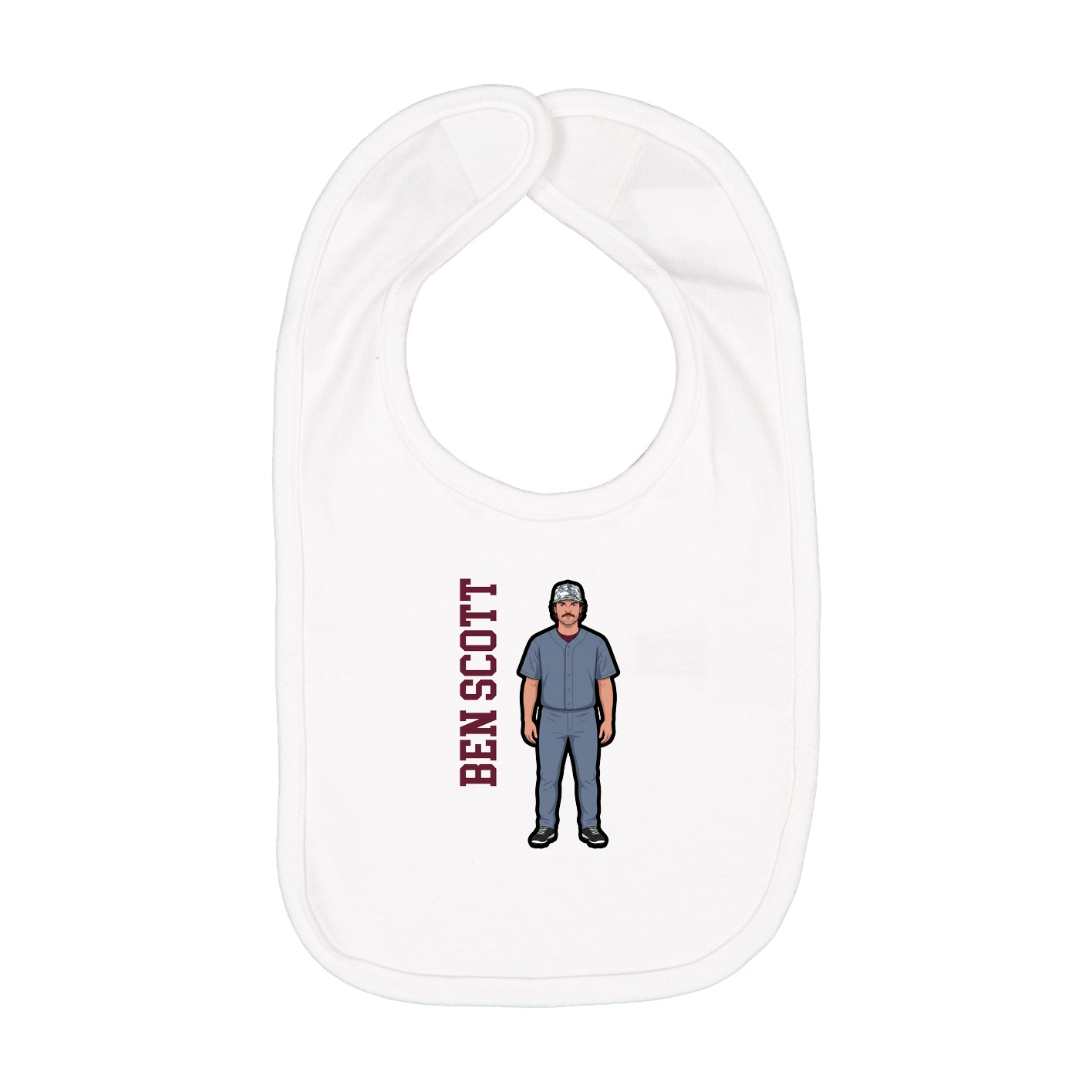 Infant Bib — Name Vertical in White