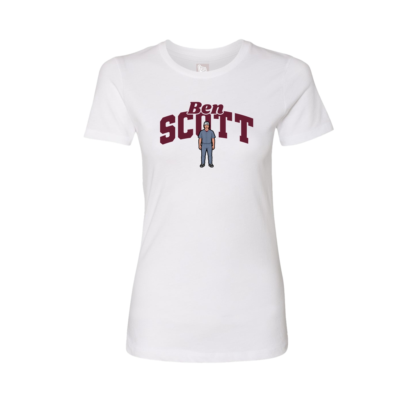 Fitted Women's Tee — Signature Arch in White