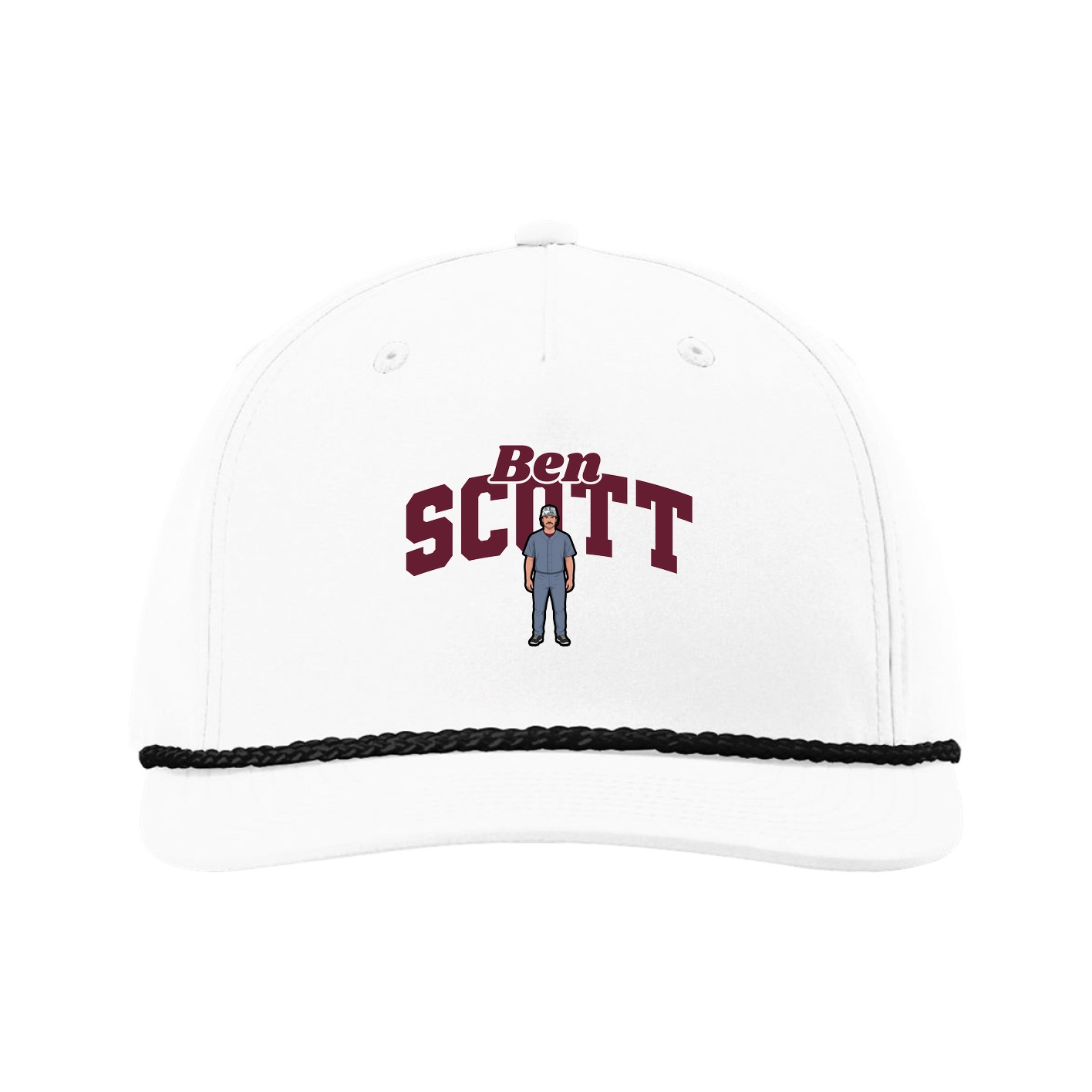 Five-Panel Classic Rope Cap — Signature Arch in White