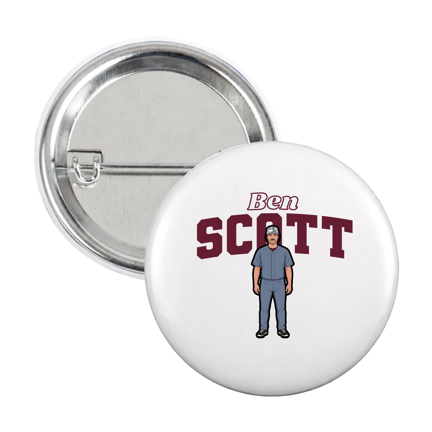 Game Day Button — Name Arch in White
