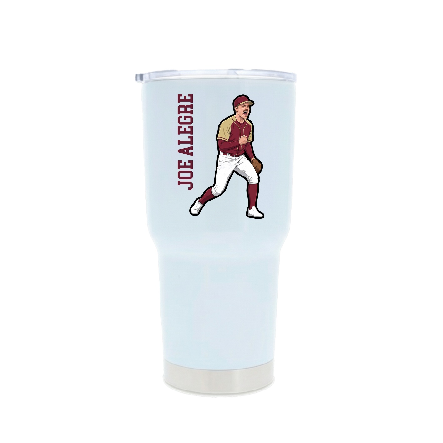 30oz Stainless Steel Tumbler — Name Vertical in White