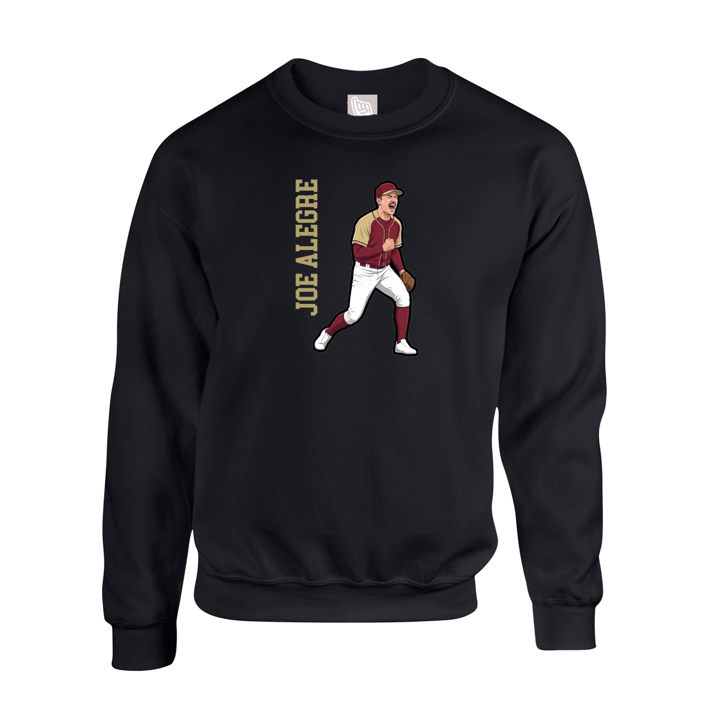 Fleece Crew — Name Vertical in Black