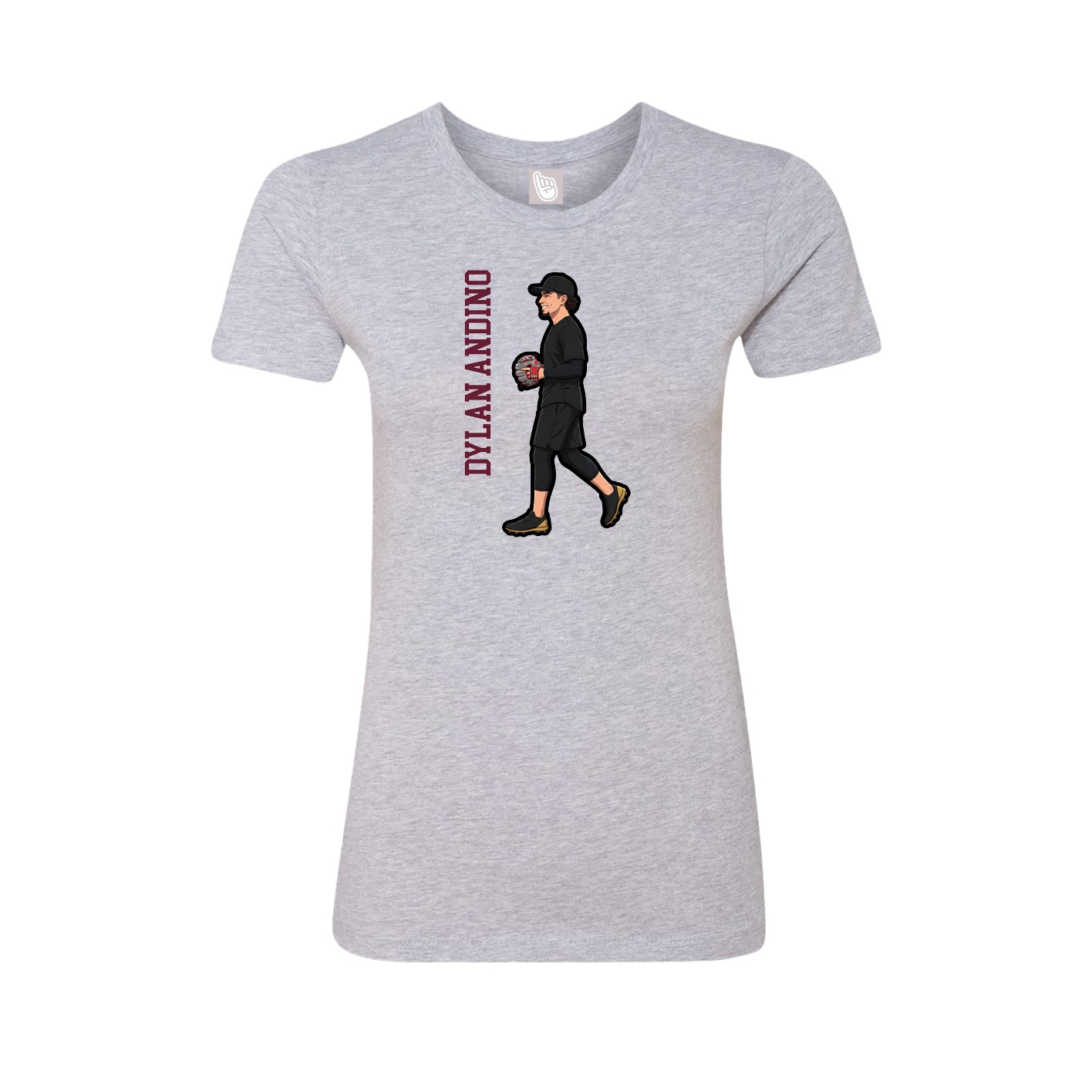 Fitted Women's Tee — Name Vertical in Grey