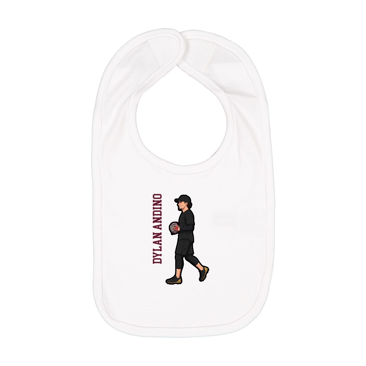 Infant Bib — Name Vertical in White