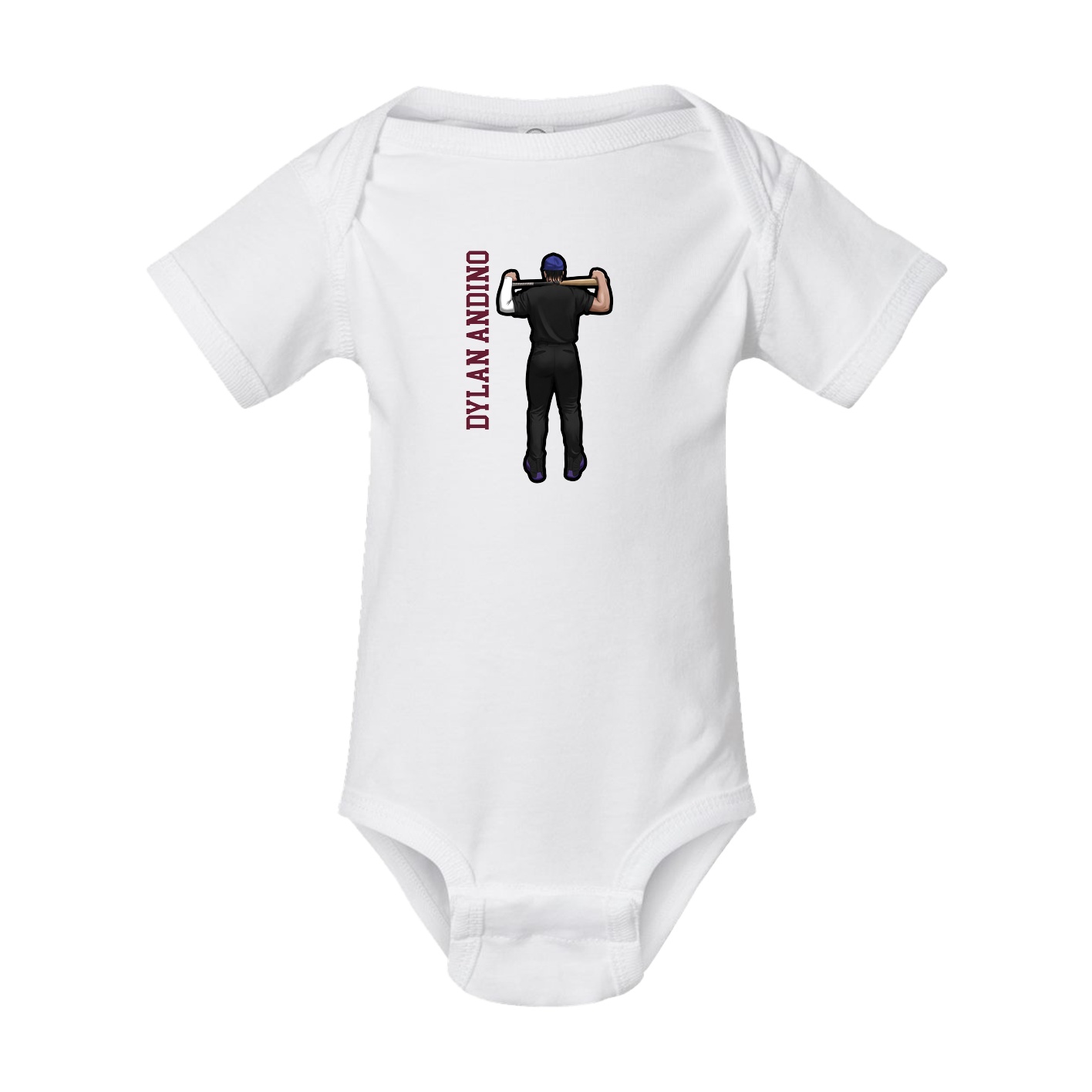 Baby Onesie — Name Vertical in White