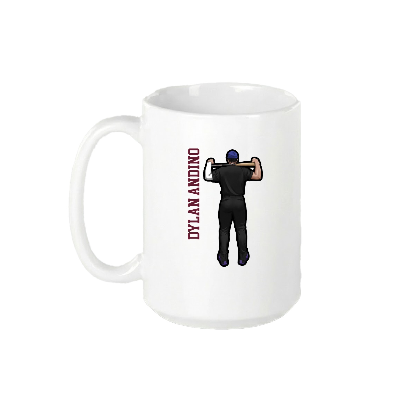 15oz Coffee Mug — Name Vertical in White