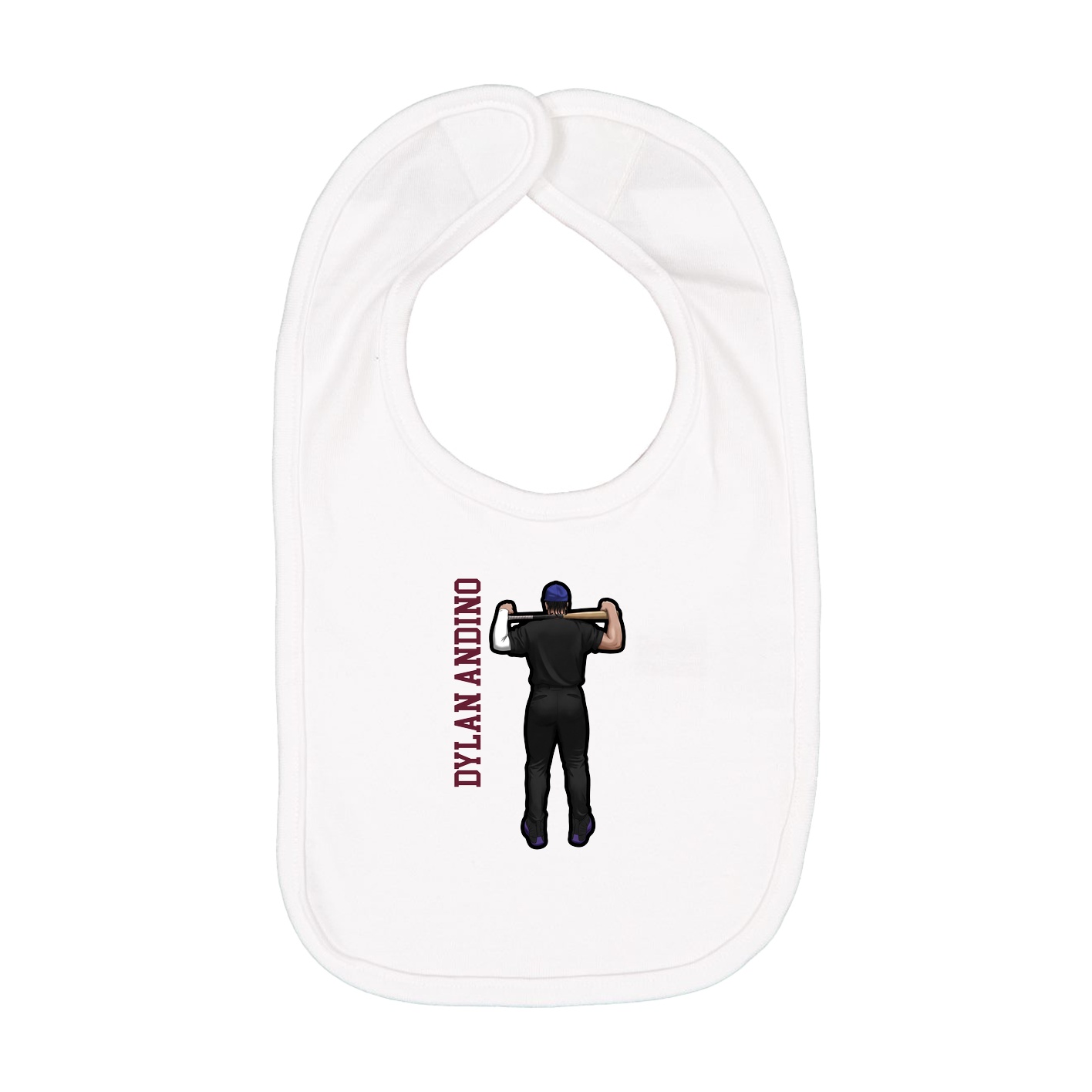 Infant Bib — Name Vertical in White