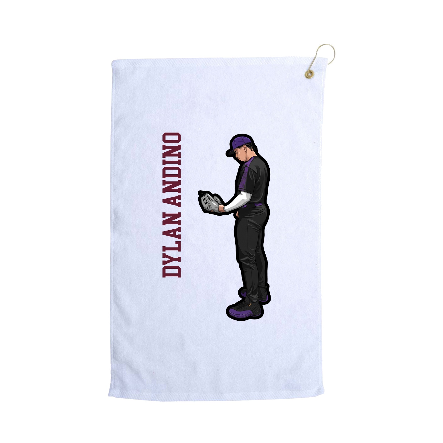 Golf Towel — Name Vertical in White