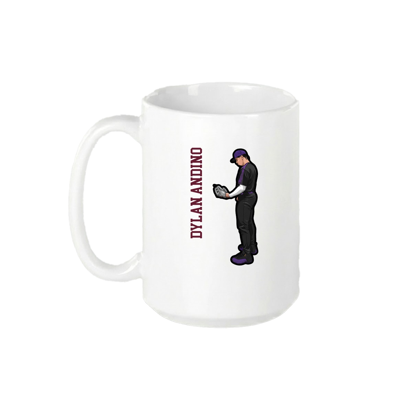 15oz Coffee Mug — Name Vertical in White