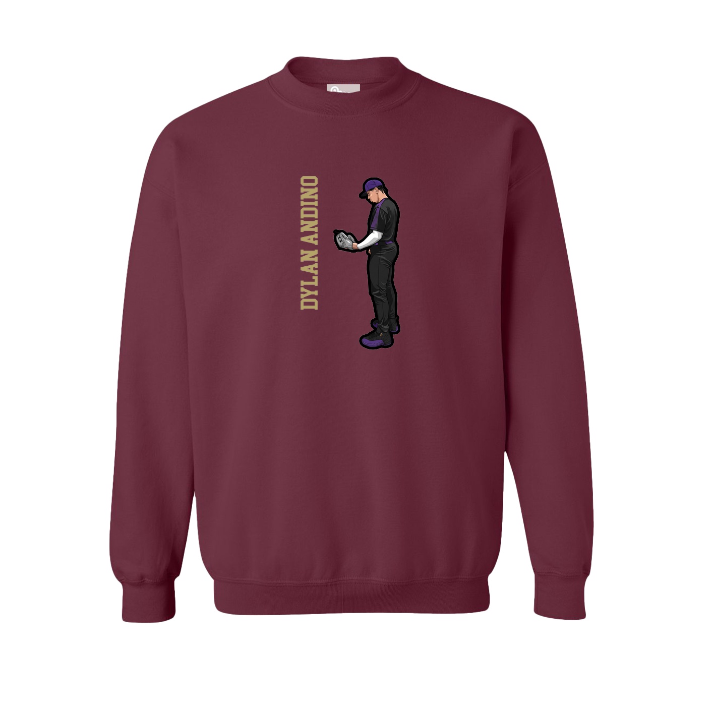 Fleece Crew — Name Vertical in Maroon
