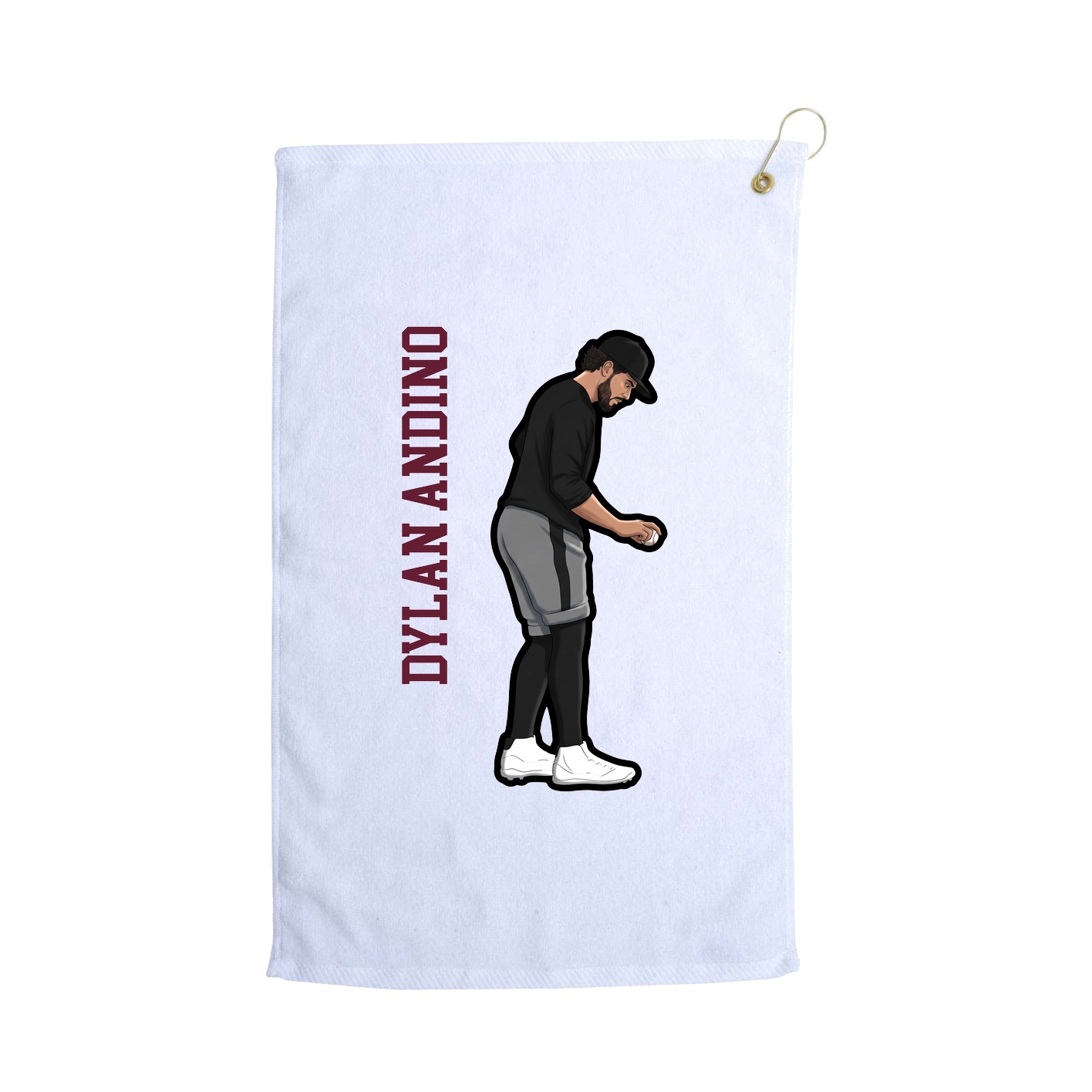 Golf Towel — Name Vertical in White
