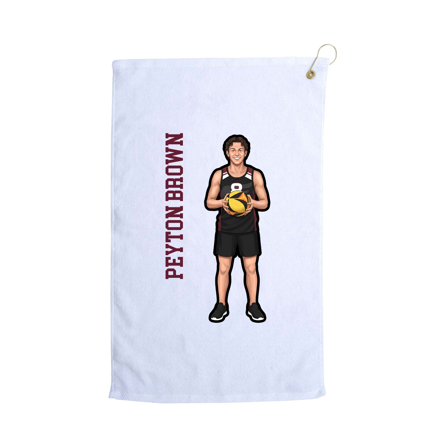 Golf Towel — Name Vertical in White