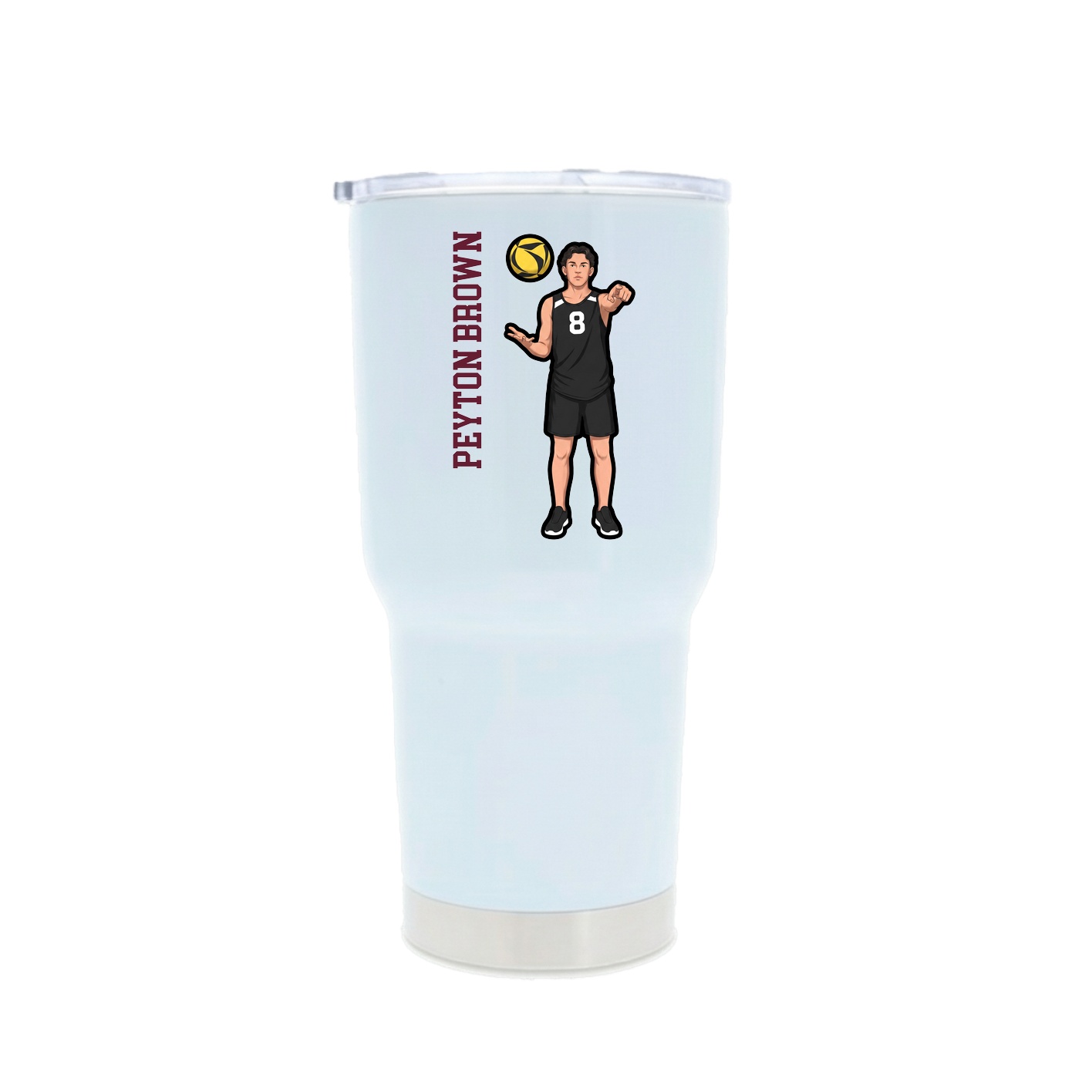 30oz Stainless Steel Tumbler — Name Vertical in White