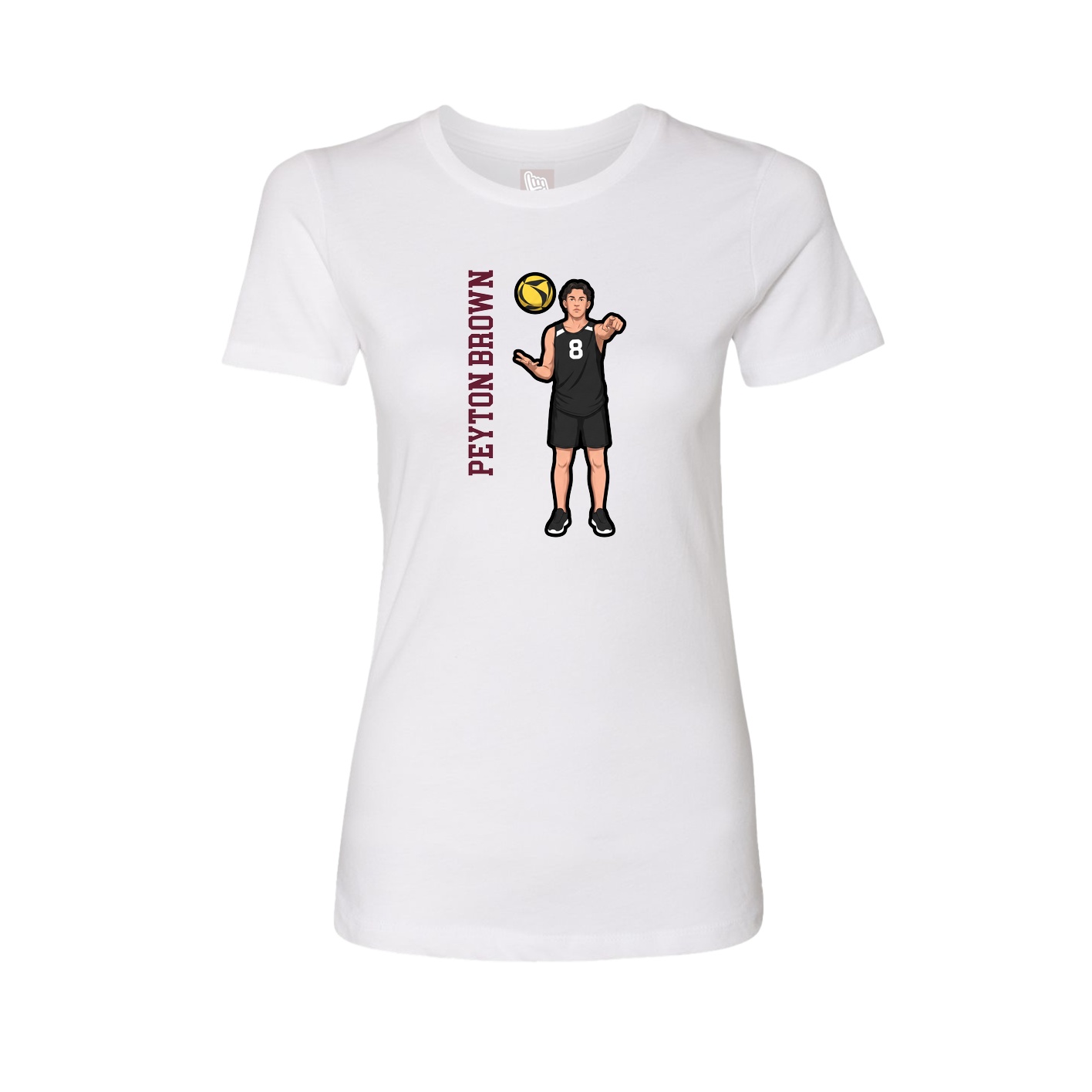 Womens Tee — Name Vertical in White