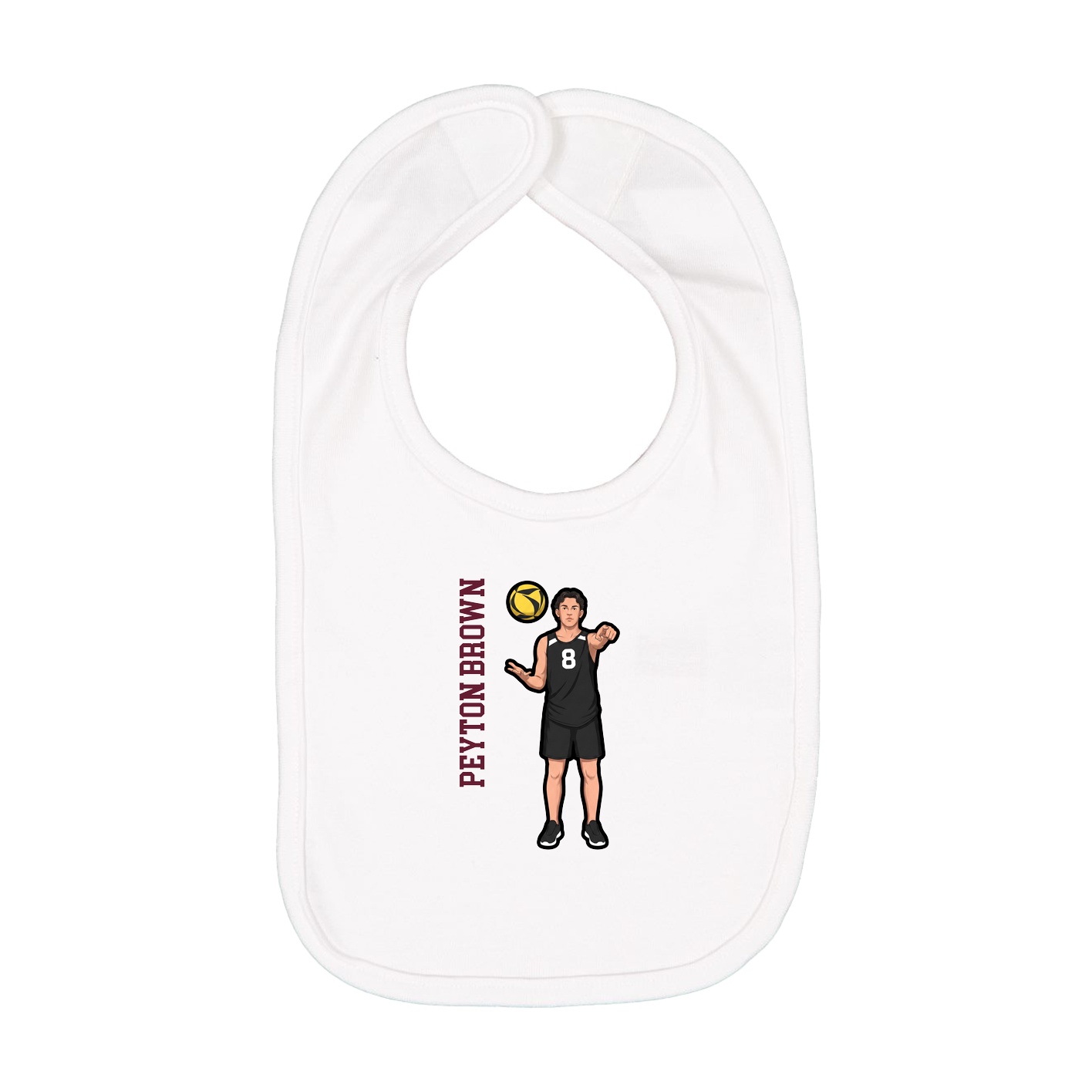 Infant Bib — Name Vertical in White