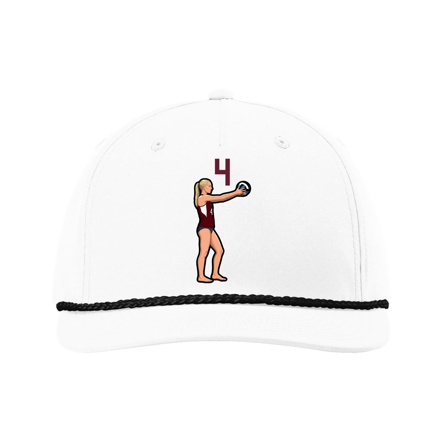 Five-Panel Classic Rope Cap — Number Top in White