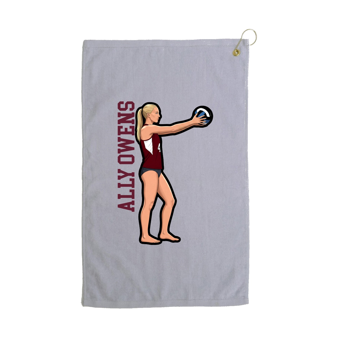 Golf Towel — Name Vertical in Grey