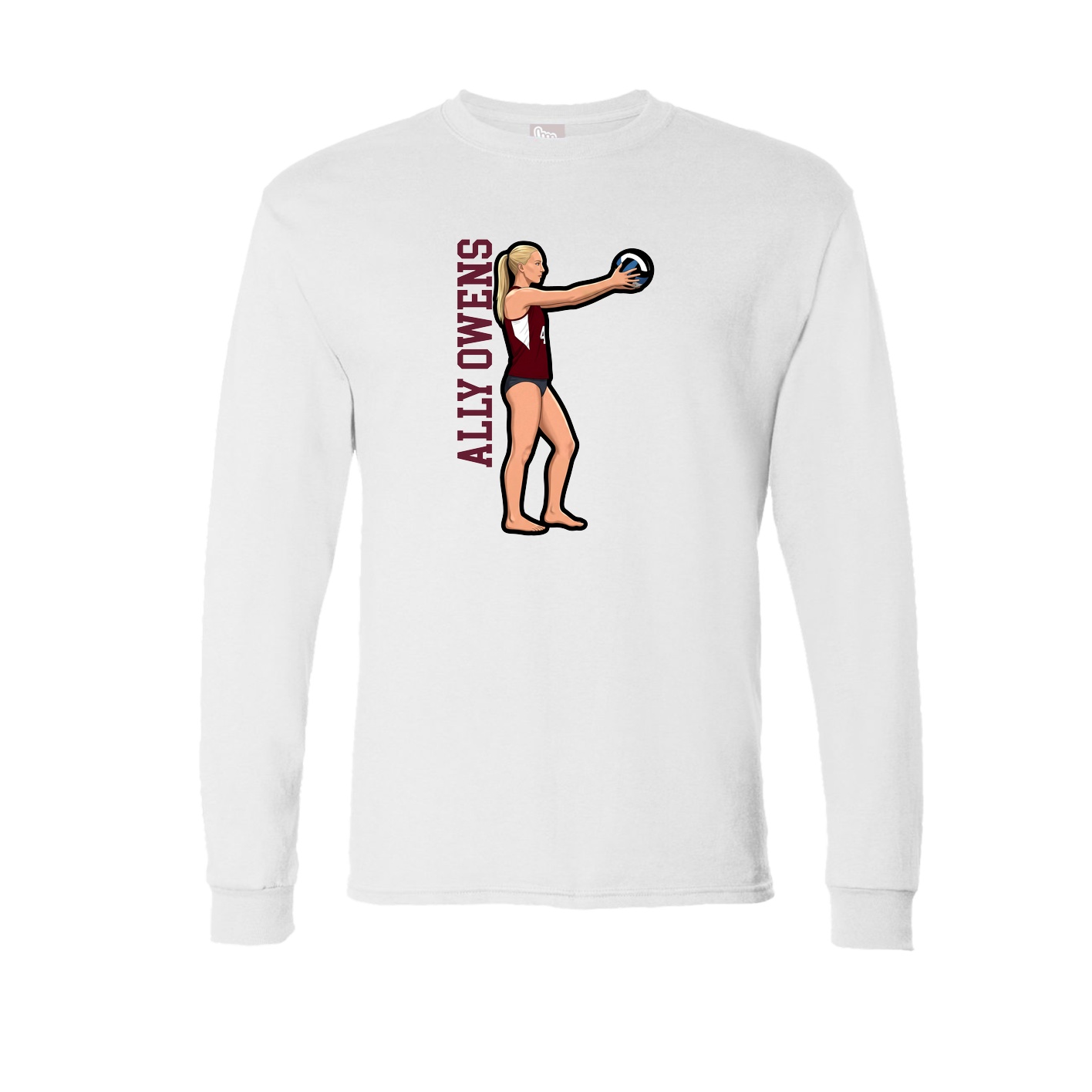 Long Sleeve Tee — Name Vertical in White