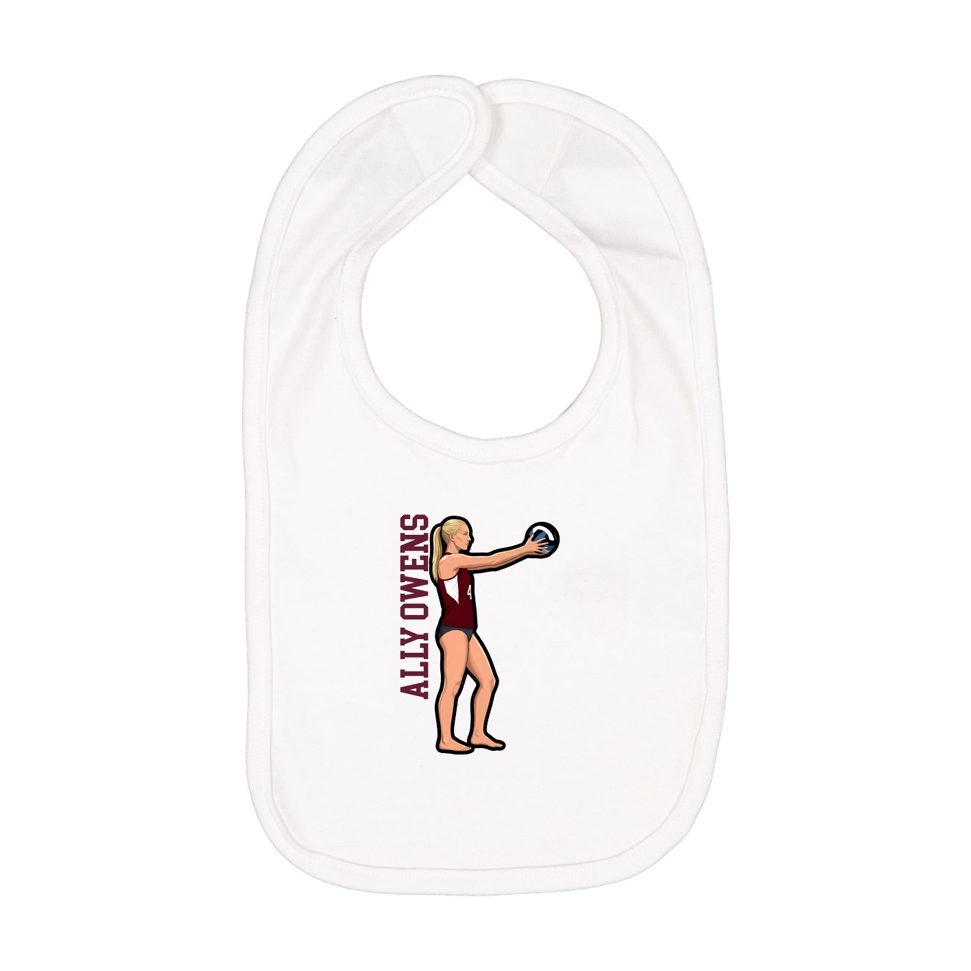 Infant Bib — Name Vertical in White