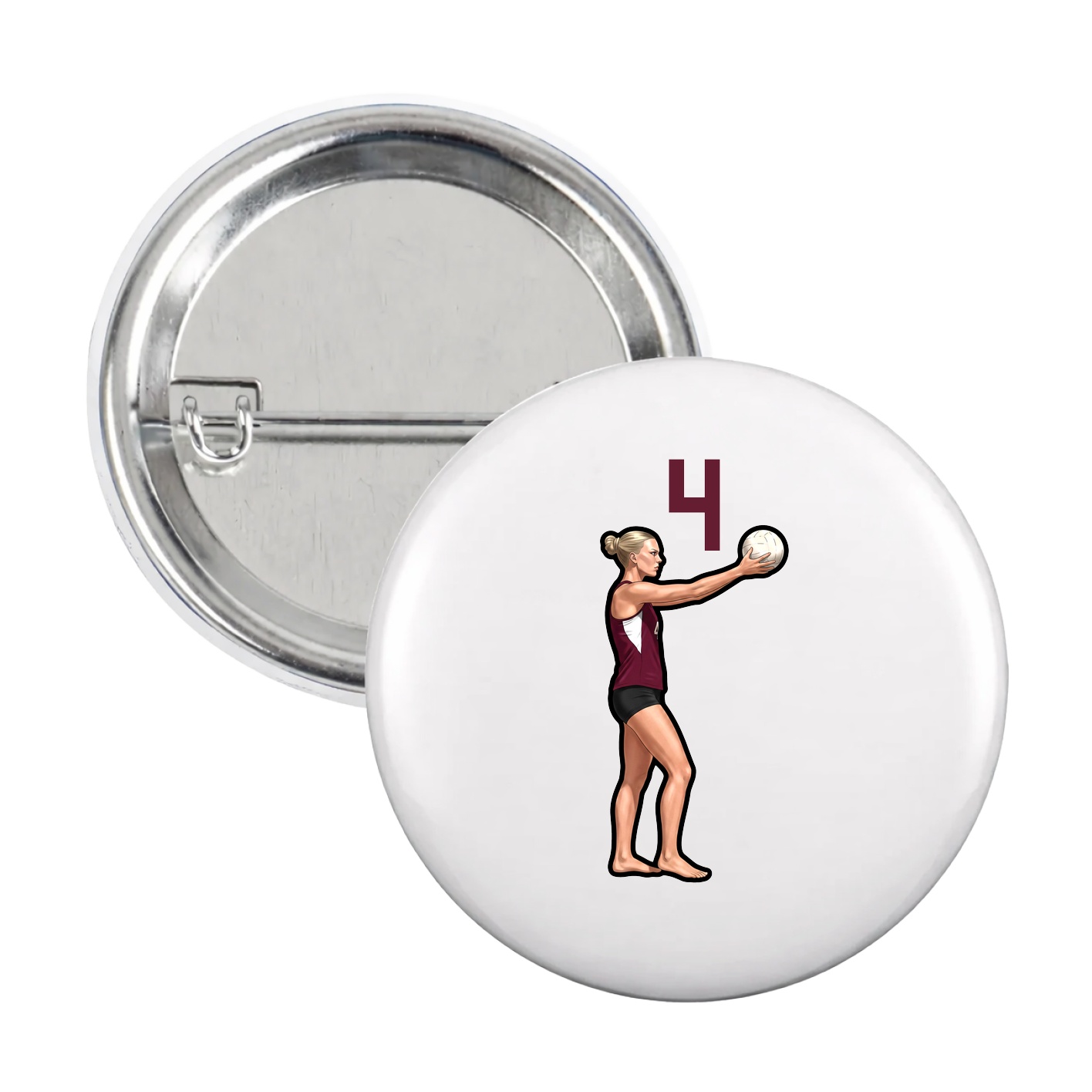 Game Day Button — Number Top in White