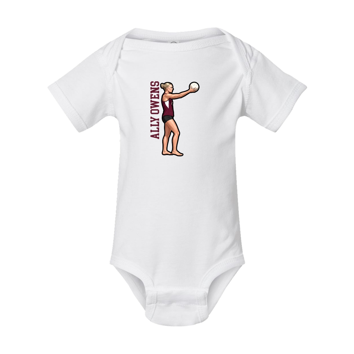 Baby Onesie — Name Vertical in White
