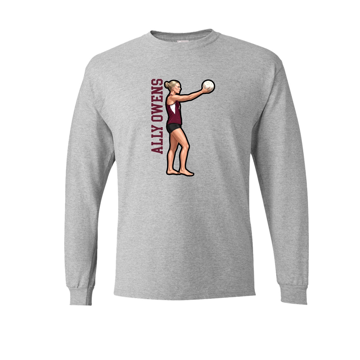 Long Sleeve Tee — Name Vertical in Grey