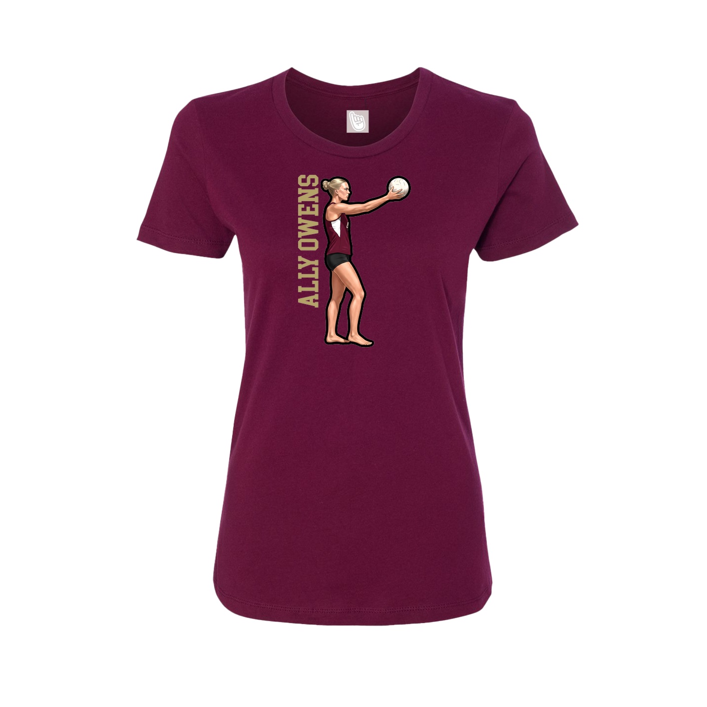 Fitted Women's Tee — Name Vertical in Maroon