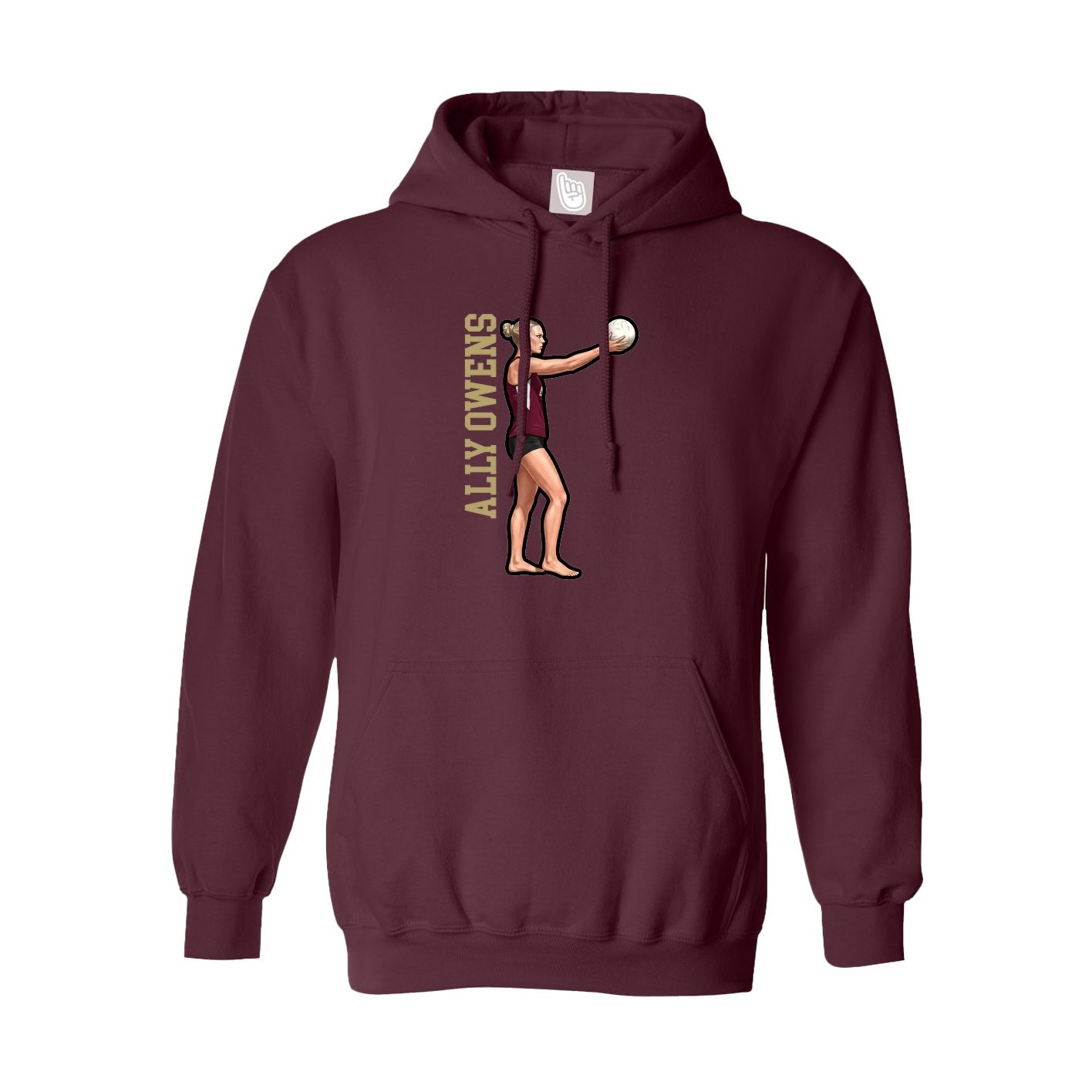 Youth Hoodie — Name Vertical in Maroon